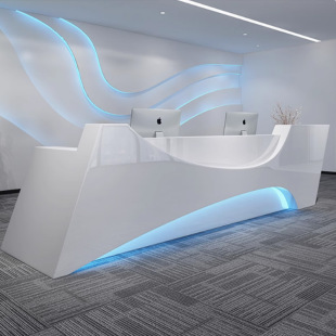 Office Front Desk Painted Front Desk Simple Table Special-Shaped Reception Desk Cashier Desk White Welcome Desk Hall Creative Bar
