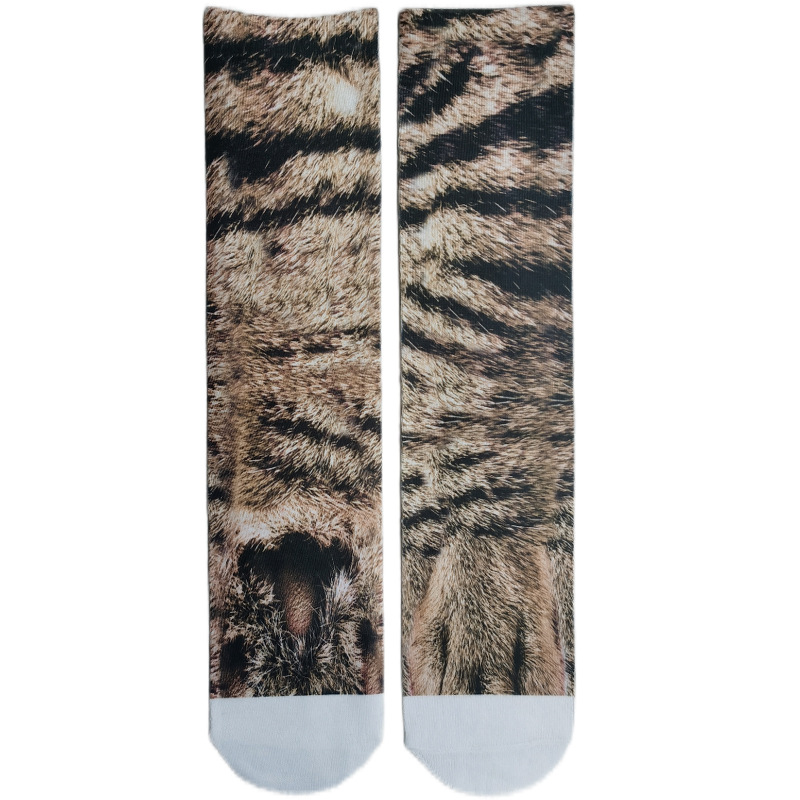 Tiktok popular 3D animal calcetines Impresión digital simulación calcetines gato y perro diversión divertida personalidad niños adultos al por mayor