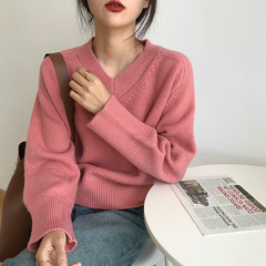纯色软糯V领毛衣女2025年冬季保暖打底衫长袖针织衫内搭套头上衣