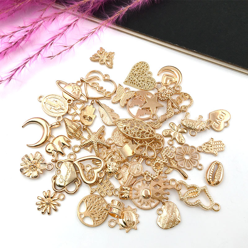 100 PCS/Package 50 PCS/Package 15-25mm Alloy Heart Shape Flower Elephant Pendant display picture 2