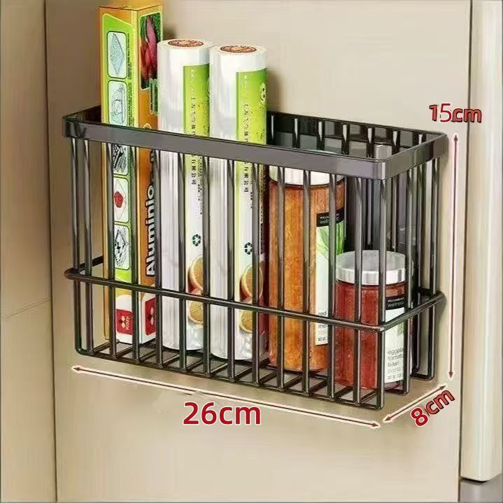 Refrigerador de cocina de absorción magnética estante de almacenamiento bolsa de película de preservación de toallas de papel artefacto sin agujeros de perforación condimento doméstico estante de almacenamiento de película de preservación de fresco