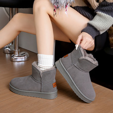 情侣款雪地靴皮毛一体冬季保暖面包大棉鞋加绒加厚东北老北京男鞋