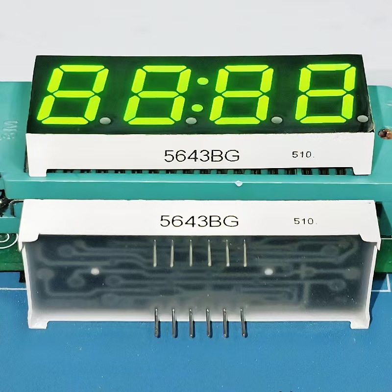 LED数码管0.56英寸4位带时钟点5643AG共阴5643BG共阳高亮绿色