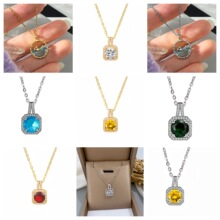 跨境欧美水晶吊坠项链微镶锆石轻奢风小众设计感锁骨链饰品配饰女