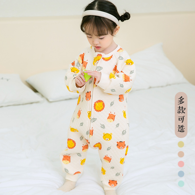 [Big Sale] Non-Refundable and Non-Exchangeable Kidsren's One-Piece Pajamas, Warm and Thickeneded Quilted Baby Autumn and Winter Baby Split-Leg Sleeping Bag