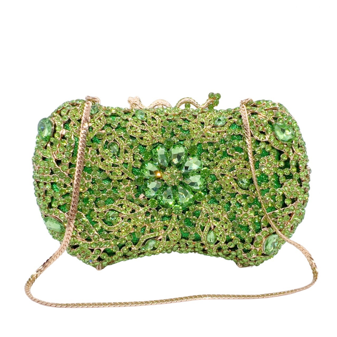 * Bolsa de cena de diamantes transfronterizos bolsa de diamantes metálica agujerada bolsa de mano de banquete de mujeres bolsa de embrague de rhinestone