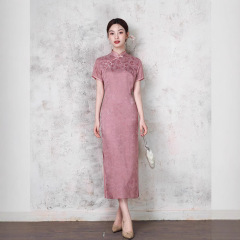 ママのスリムチャイナドレス若いスタイル新しい気質中国風婦人服中華民国レトロ改良されたエレガントなチャイナドレスレディ