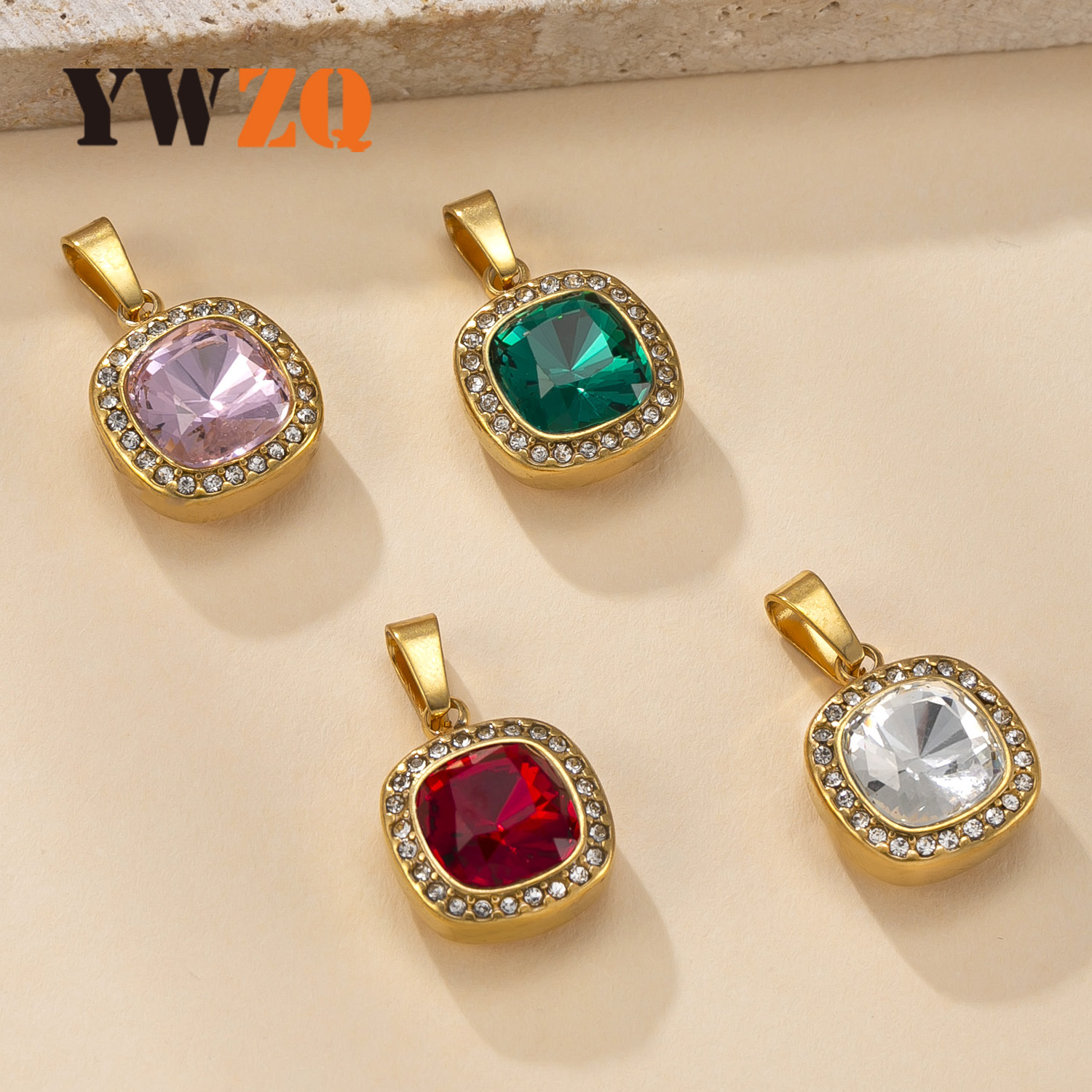 Colgante único, joyería transfronteriza de acero inoxidable, fundición, collar de circón con incrustaciones, chapado en oro de 18k, fábrica de accesorios de joyería de bricolaje de alta calidad