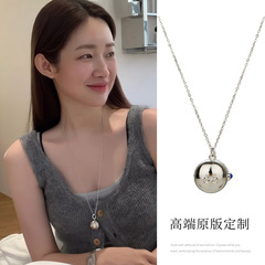 Che Jingyuan の同じシルバーボールペンダントネックレス女性のための韓国インニッチデザインハイエンド気質シンプルなセーターチェーン