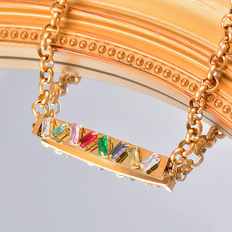 Fashion Geometric Titanium Steel Gold Plated Zircon Bracelets 1 Piece