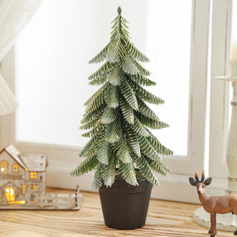 Pequeño árbol de nieve de Navidad doméstico mini decoración de escritorio imitación de árbol de fiesta atmósfera de ventana