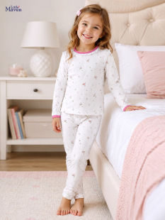 Little maven Autumn children's long-sleeve, cute pijama, set, floral print, European style