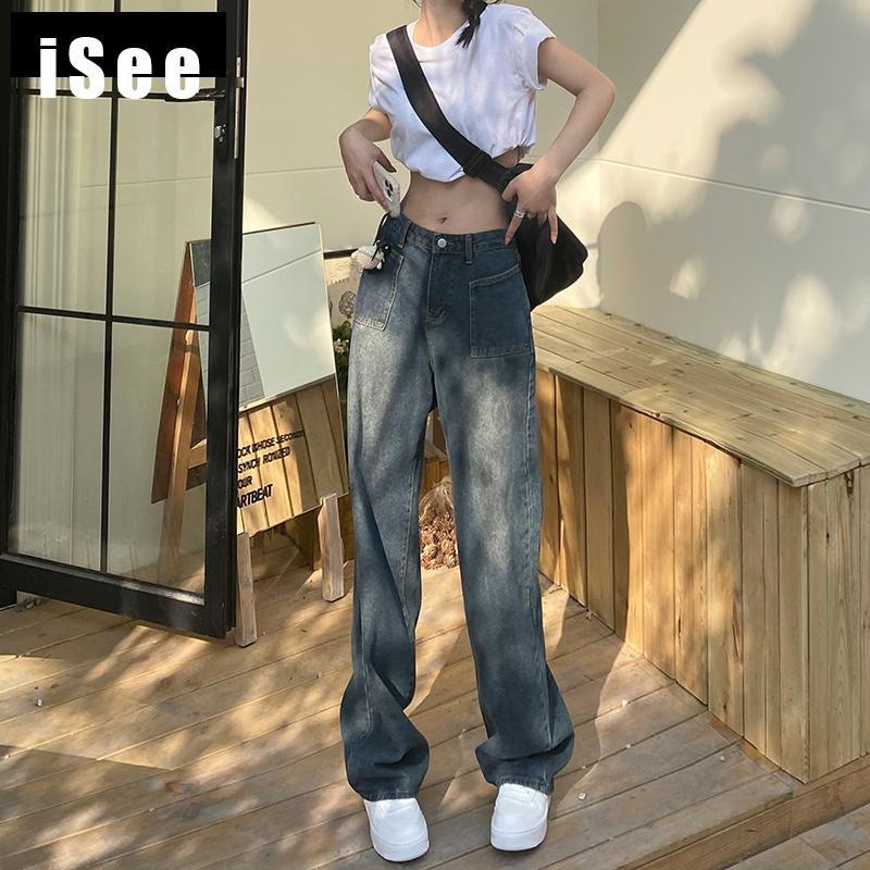 아메리칸 스타일 레트로 하이 웨이스트 청바지 여성용 루즈 스트레이트 2023 여름 새로운 도착 와이드 레그 팬츠 하이 스트리트 인 트렌디