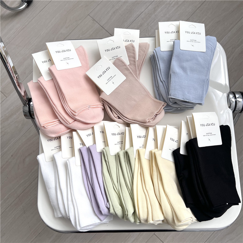 35g Weight Socks Classification Socks Lingerie Type Cotton Fabric Type Stretchy Elasticity A Pair Quantity Daily Occasion Comfort Function Solid Color Pattern All Seasons Season Women's Gender Simple Style Style Simple Style Women's Solid Color Cotton Crew Socks A Pair 7