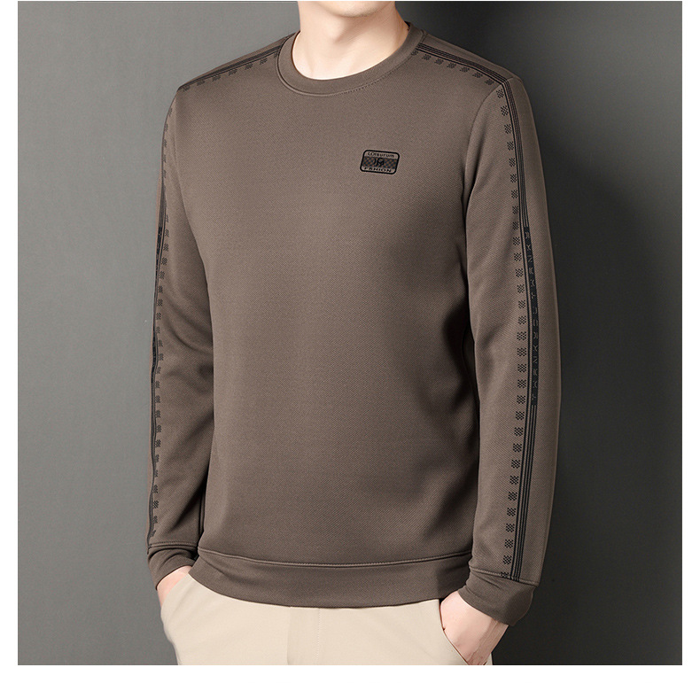 New Plush and Thick Long Sleeved T-shirt for Men with Round Neck Base, Trendy and Versatile Top_voghion.com