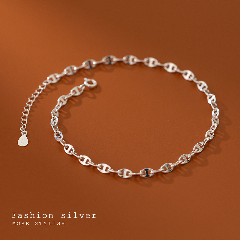 Eloch S925 pulsera de plata personalidad coreana de mujer pulsera minimalista hueco cerdo nariz fijación joyería de moda S4672