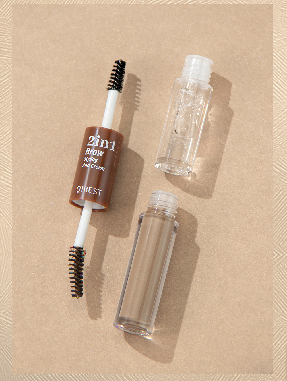 QIBEST Cross-border Double-Head Eyebrow Dye is a long-lasting, waterproof, sweat-proof, non-smudging, natural three-dimensional liquid eyebrow styling liquid undefined