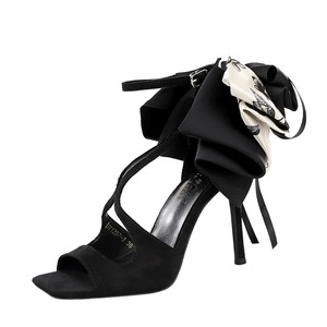 1297-3H108M European and American style suede fashionable super high heels women's shoes with exposed toes, one but