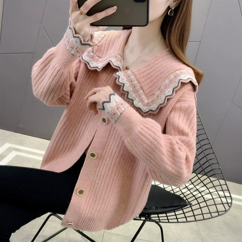 2025 новый осенне-зимний свободный свитер-жакет для женщин, вязаный кардиган для женщин в феврале и августе, модный топ в стиле куклы