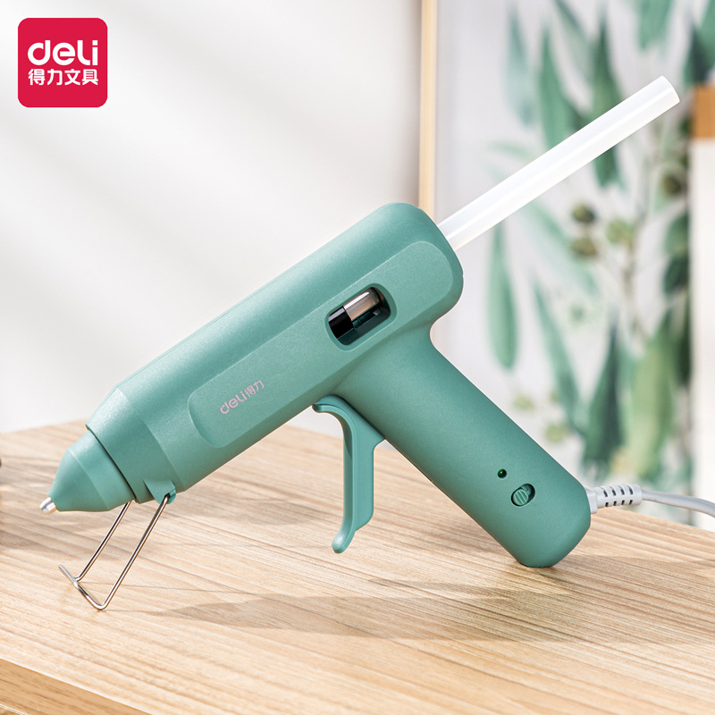 得力31402热熔胶枪20W-30W绿色送10根胶棒手工DIY热熔胶机批发