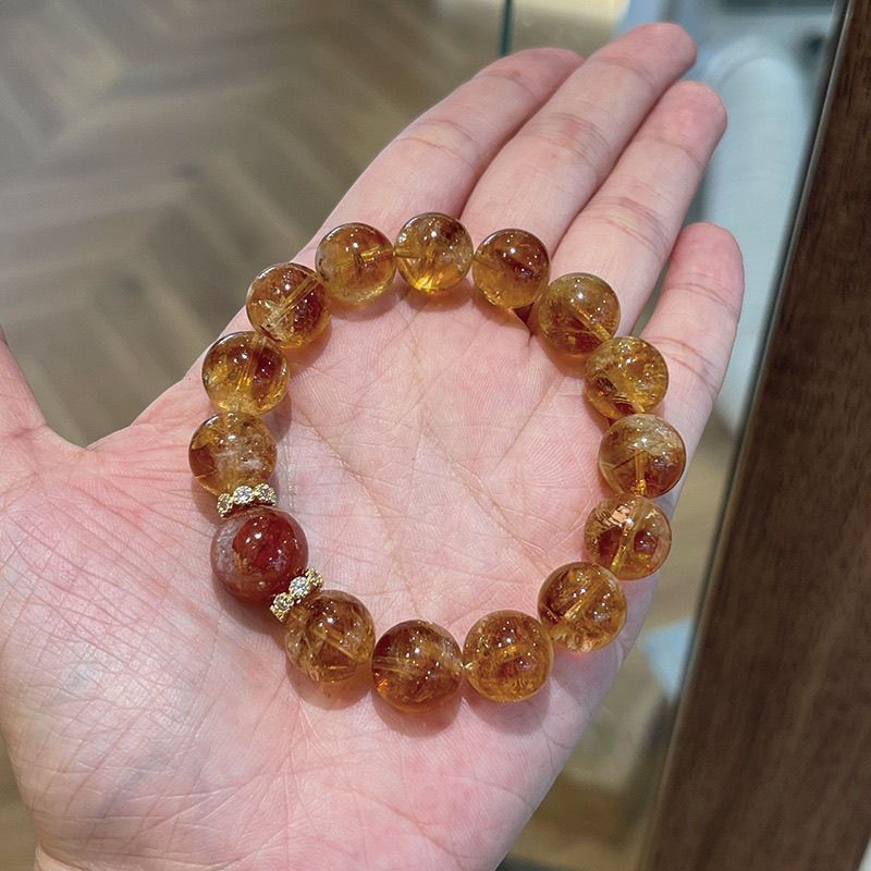 正宗金霸大综合原创设计天然黄塔晶黄水晶草莓晶虎眼石手串手链|undefined