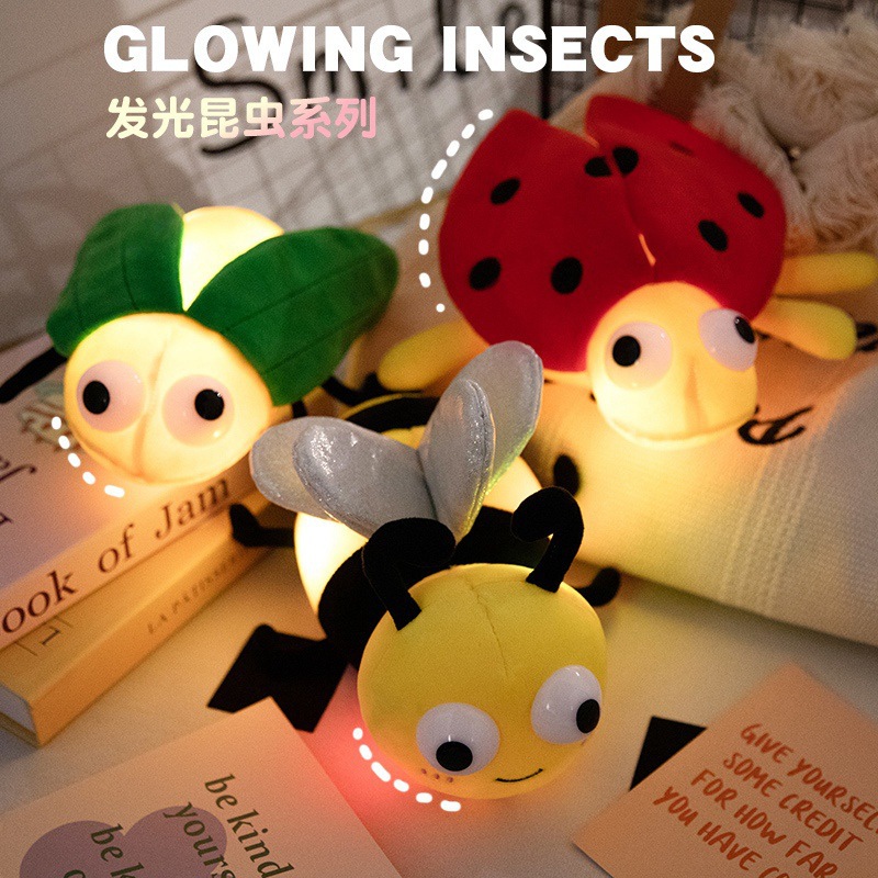Cute abeja de color luciérnagas siete estrellas mariposas series de insectos luminosos muñecas de peluche muñecas de insectos image 1