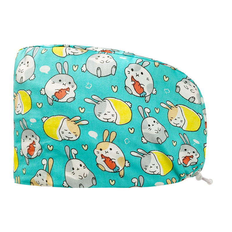 Gorro redondo de algodón puro para hombre y mujer, gorro bonito con estampado de UCI quirúrgico y hebilla, gorro de trabajo ajustable para médico y Hospital, gorro de enfermera