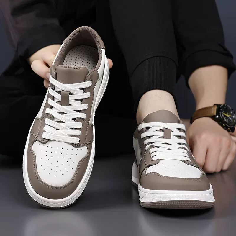 头层牛皮新款潮鞋男士真皮潮流百搭运动板鞋低帮透气休闲男鞋鞋子