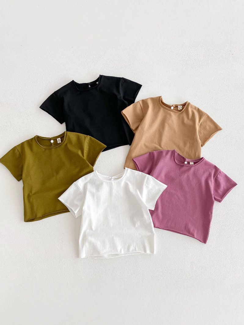 Summer children's solid color T-shirt for early age