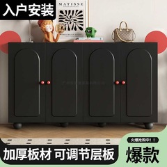 【1155人收藏】法式简约入户鞋柜新款黑色家用门口大容量复古玄关