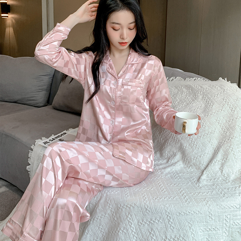 핑크 격자 더블 롱