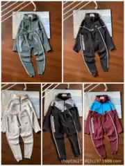Spring and Autum High-Quality Small Hook Reflective Strip Hooded Casual Sports Couple Hooded Zipper Shirt Sweatshirt Pants Suit
