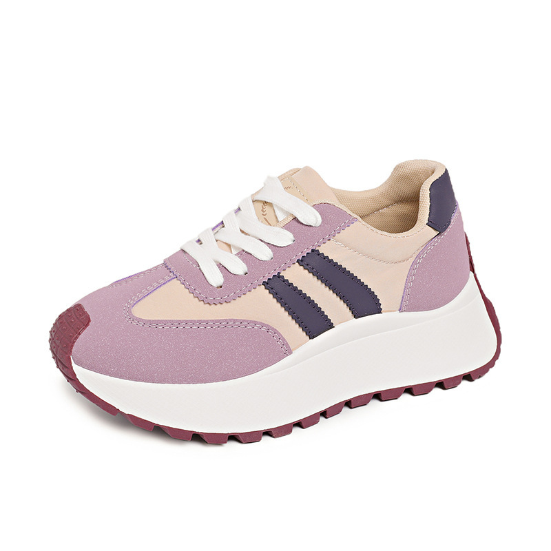 Zapatos de mujer con suela gruesa primavera nuevos zapatos de mujer transpirables de malla tejidos con suela gruesa de altura zapatos de viaje versátiles