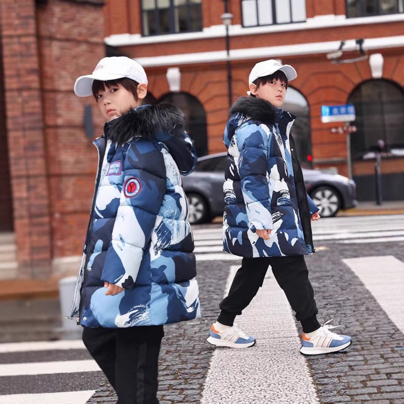 Trendy Gradient Boys' Cotton Jacket for Older Children with Hood, Fleece-Lined and Thickened for Winter 2025, Children's Jacket Trendy Gradient Boys' Cotton Jacket for Older Children with Hood, Fleece-Lined and Thickened for Winter 2025, Children's Jacket