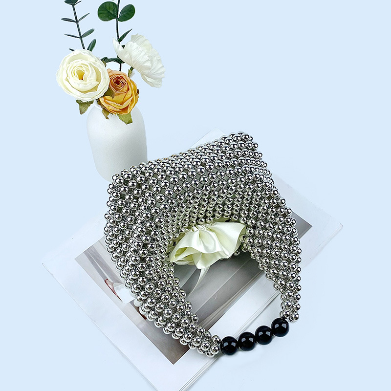 412g Weight Polyester Lining Material Beading Fashion Element String Closure Type Top Handle Strap Type Bucket Bag Bags Type Daily, Street, Shopping Occasion Plastic Material New Year Festival Solid Color Pattern All Seasons Season Women's Gender Elegant, Streetwear Style Pillow Shape Shape Small Size Women's Small Plastic Solid Color Elegant Streetwear Beading Pillow Shape String Bucket Bag 16