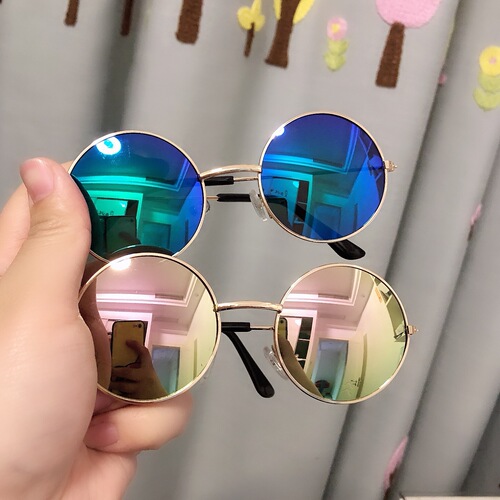 5833 Children's Cute Round Frame Sunglasses Metal Fruit Colorful Sunglasses Baby Glasses Personalized Kids Sun Trend