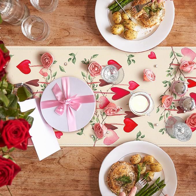 Transfronteriza Amazon Venta caliente cartas Día de San Valentín decoración del hogar camino de la Mesa mantel restaurante decoración de lino impreso mantel