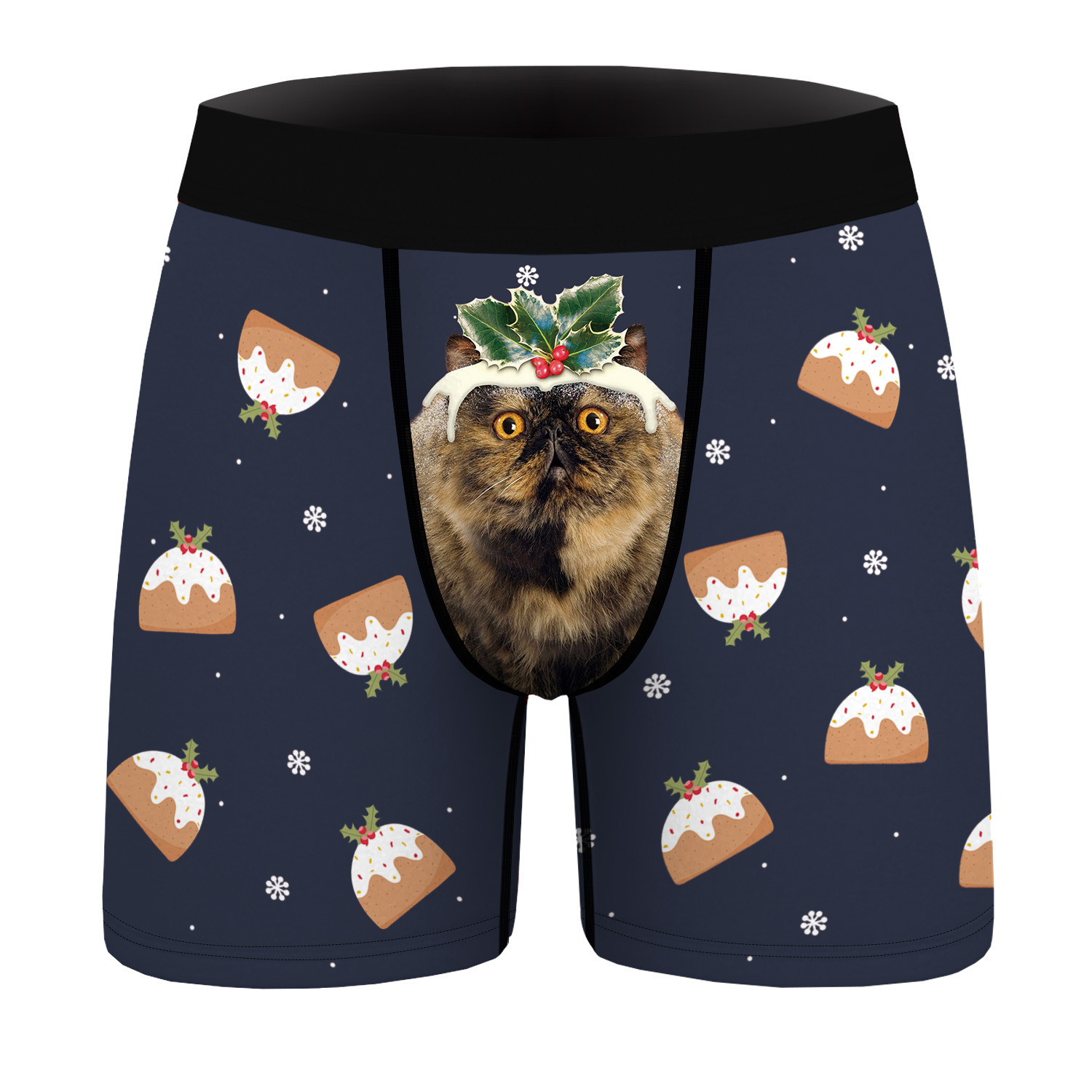 2024 Pantaloni ad angolo piatto traspiranti e comodi da uomo con stampa digitale per cani di Natale nuovi con biancheria intima aderente sul fondo_voghion.com