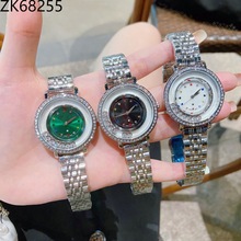 外贸跨境新款镶钻表壳彩钻贝壳面表盘时尚走珠系列钢带女士手表