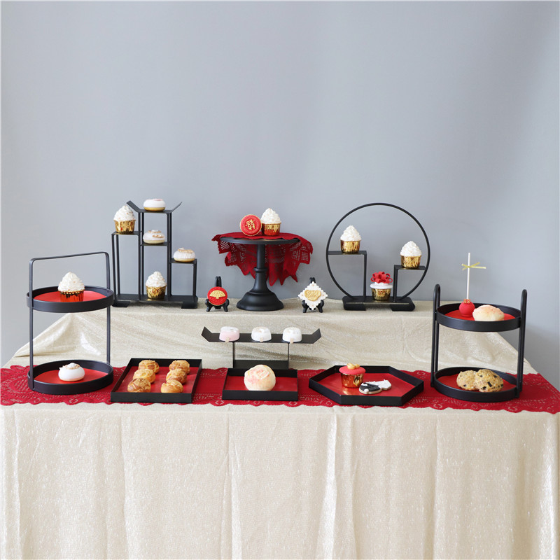 Postre de la boda china decoración mesa soporte de exhibición placa de la torta del hogar creativo decoración suave estante de almacenamiento image 20