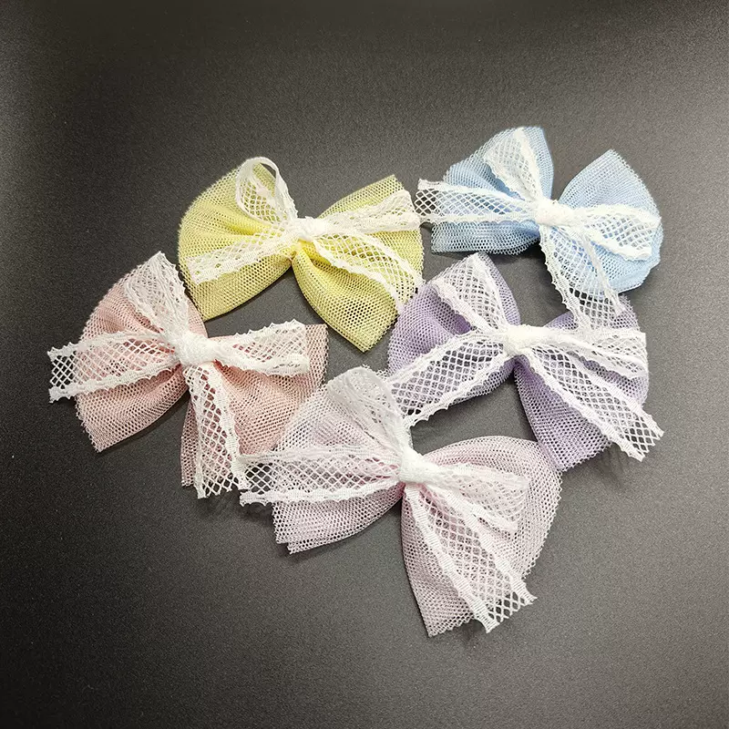 蝴蝶结丝带半成品diy配饰手打蕾丝色彩布涤纶服装成品批发