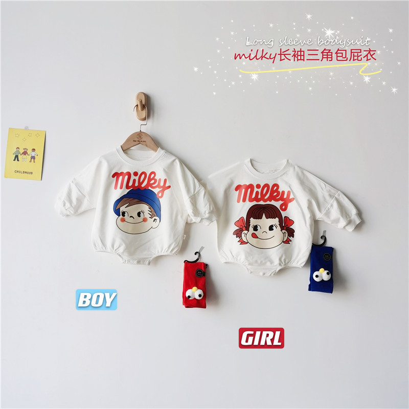 A類棉長袖三角包屁衣 不二家男女寶寶哈衣爬服