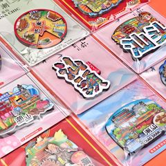 【潮汕シリーズ】国風創意文創都市観光記念品木質滴ゴム磁性冷蔵庫貼り卸売り