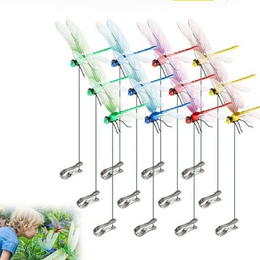 Cross-Border Pole Clip Artificial Dragonfly Home Decoration Dragonfly Butterfly Gardening Decoration Wall Sticker Background Gardening Decoration