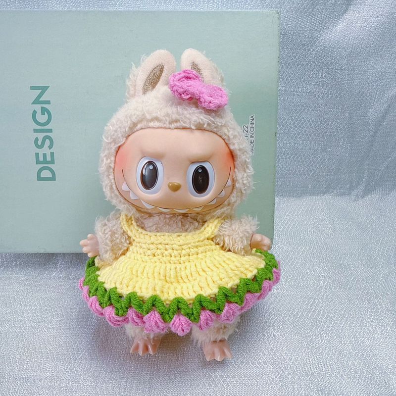 ウール編み LABUBU ラブブヘアピン ヘアバンド ベビー服 帽子 人形 交換用よだれかけ アクセサリー|undefined