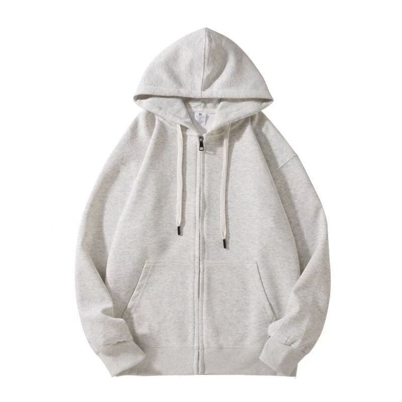 Unisex Loose Hooded Sweatshirt Jacket Solid Colour Autumn Winter_voghion.com