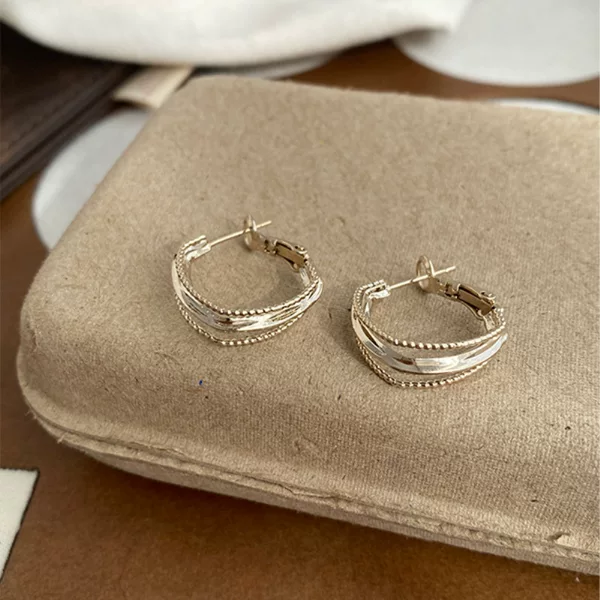 Unique Niche Retro Coffee Gold Earrings with a High-End Feel, Versatile Design, Stylish Commuter Earrings, Ear Studs, Hoop Earrings