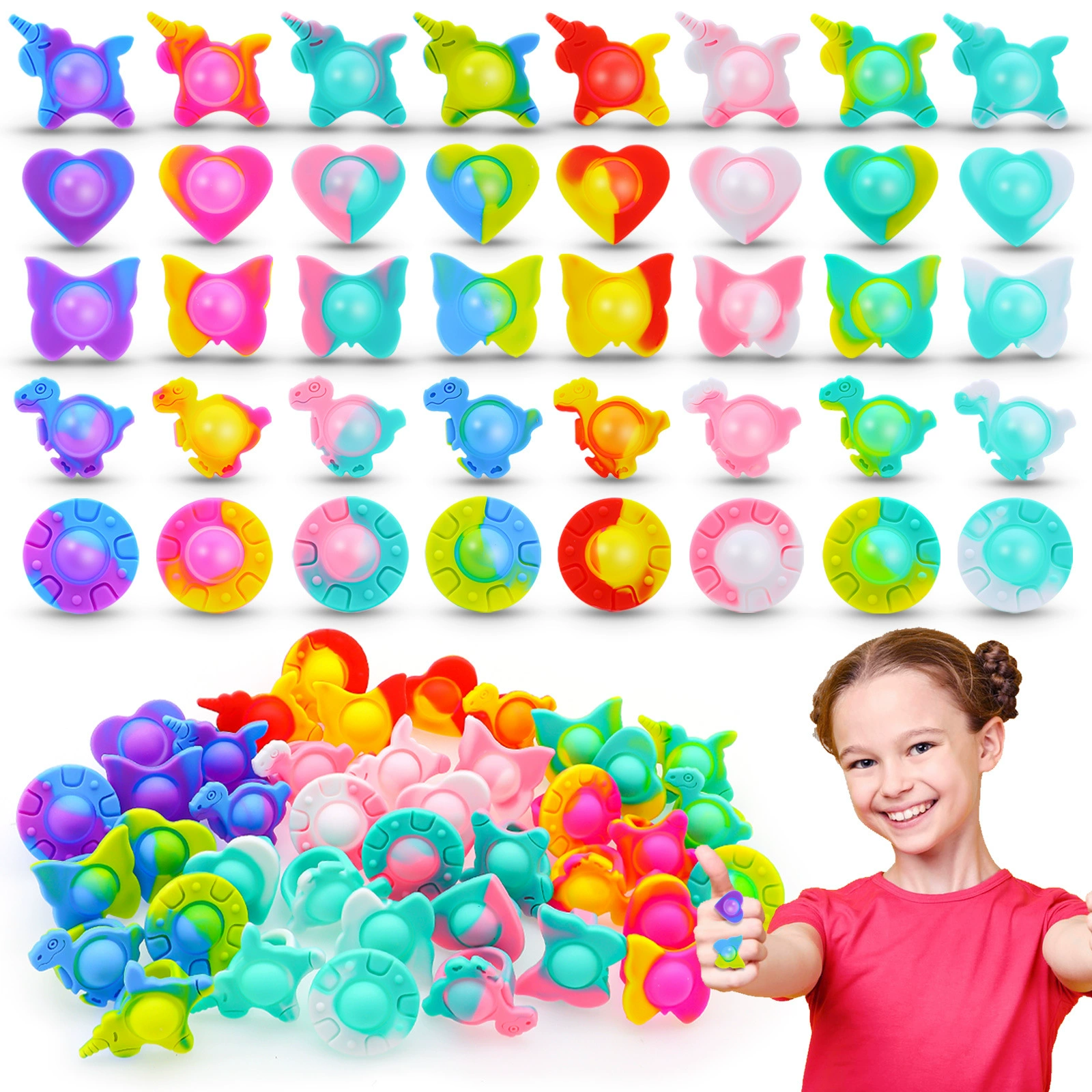 Пионер грызунов Пузырьковый динозавр Единорог Кольцо Пузырьковый Пузырьковый Силиконовый палец Кольцо Разборка Игрушка toys