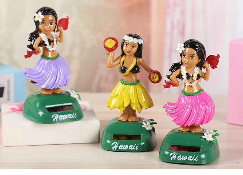 New Solar-Powered Swinging Hawaiian Girl Car Decoration Creative Cartoon Car Ornament Gift