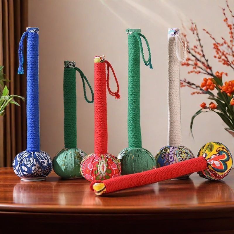 Mugwort Hammer Ai Cao Hammer 33cm Satin Herbal Massage Stick for Meridian Tapping and Wellness Gifting key features